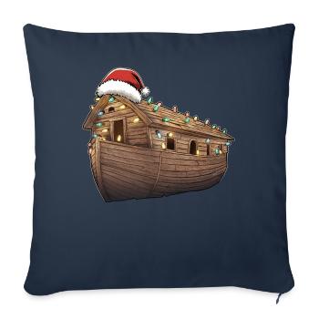 Arche de Noé Chapeau de Noël Noël - Housse de coussin décorative 45 x 45 cm - bleu marine - Devant