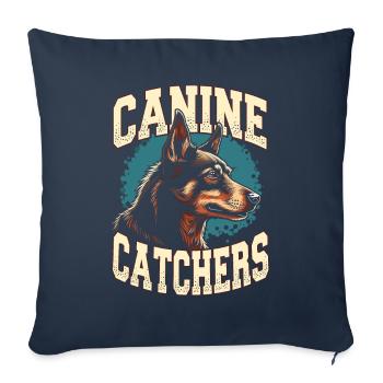 Équipe d’attrapeurs de chiens - Housse de coussin décorative 45 x 45 cm - bleu marine - Devant