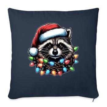 Raccoon Opossum Street Cat Santa Hat Xmas - Sofa pillowcase 17,3'' x 17,3'' (45 x 45 cm) - navy - Front