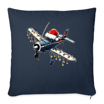 Avion RC modèle avion pilote chapeau de Noël Noël - Housse de coussin décorative 45 x 45 cm - bleu marine - Devant