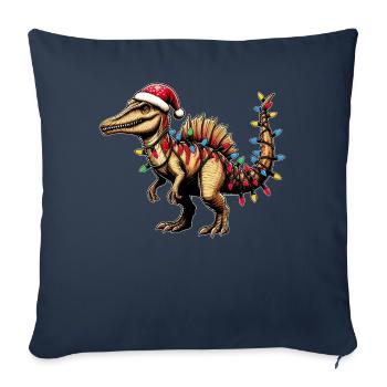 Spinosaurus Dinosaure Père Noël - Housse de coussin décorative 45 x 45 cm - bleu marine - Devant