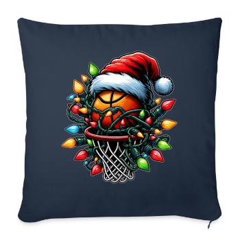 Basket-ball Streetball Chapeau de Noël - Housse de coussin décorative 45 x 45 cm - bleu marine - Devant