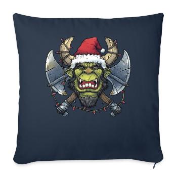 Ogre Troll MMORPG RPG Rôle GN Noël - Housse de coussin décorative 45 x 45 cm - bleu marine - Devant