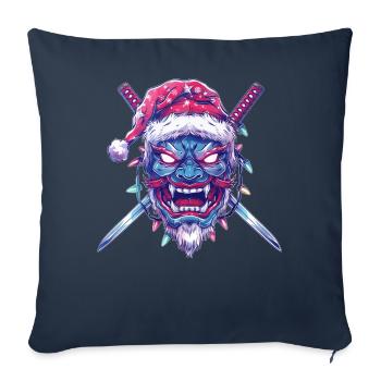 Chapeau de Noël Oni Yokai Devil Mask La Reine des Neiges X - Housse de coussin décorative 45 x 45 cm - bleu marine - Devant