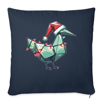 Grue en papier origami Technique de pliage japonaise - Housse de coussin décorative 45 x 45 cm - bleu marine - Devant