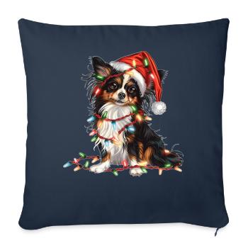 Mignon Papillon Chien Père Noël Chapeau Noël - Housse de coussin décorative 45 x 45 cm - bleu marine - Devant