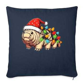 Chapeau de Noël de microbiologie de l’ours d’eau tardigrade - Housse de coussin décorative 45 x 45 cm - bleu marine - Devant