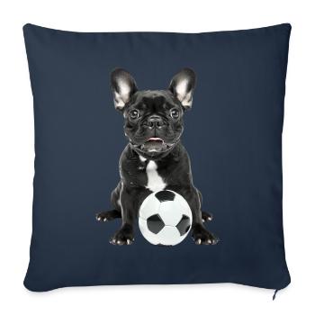 Bouledogue français - Housse de coussin décorative 45 x 45 cm - bleu marine - Devant