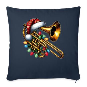 Trombone Instrument Trombonist Christmas Hat Xmas - Sofa pillowcase 17,3'' x 17,3'' (45 x 45 cm) - navy - Front