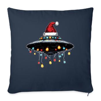 OVNI soucoupe volante Alien Noël Noël - Housse de coussin décorative 45 x 45 cm - bleu marine - Devant