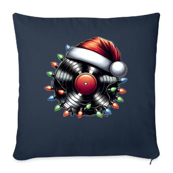 Disque vinyle platine vinyle Santa Hat Xm - Housse de coussin décorative 45 x 45 cm - bleu marine - Devant