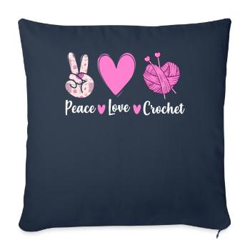 crochet tricot crochet crochet paix amour crochet - Housse de coussin décorative 45 x 45 cm - bleu marine - Devant