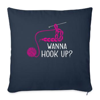 Crochet Tricot Yarn Lover Crochet Crochet Wanna Hoo - Housse de coussin décorative 45 x 45 cm - bleu marine - Devant
