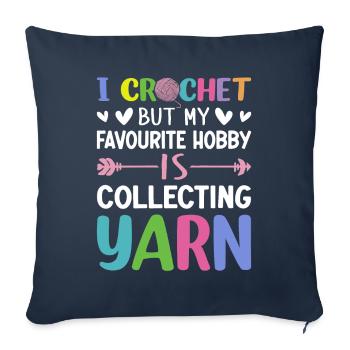 Crochet Knitting Yarn Lover Crochet Hobby Gathering - Sofa pillowcase 17,3'' x 17,3'' (45 x 45 cm) - navy - Front