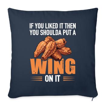 Cadeau d’ailes de poulet - Housse de coussin décorative 45 x 45 cm - bleu marine - Devant
