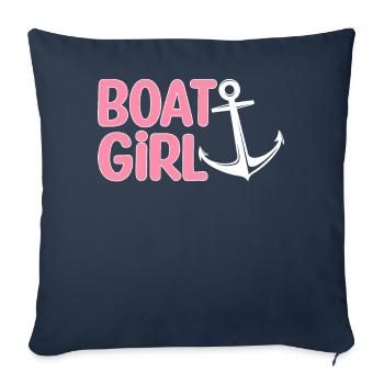 Female Boating Boat Girl - Sofa pillowcase 17,3'' x 17,3'' (45 x 45 cm) - navy - Front