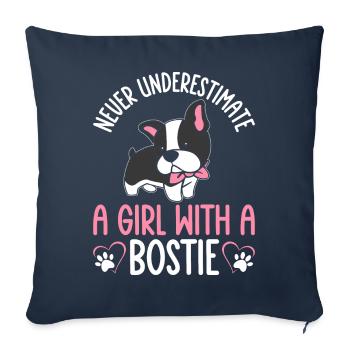 Boston Terrier Girl A Girl With A Bostie - Sofa pillowcase 17,3'' x 17,3'' (45 x 45 cm) - navy - Front