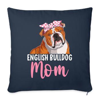 Bouledogue anglais Mère bouledogue Amoureuse - Housse de coussin décorative 45 x 45 cm - bleu marine - Devant