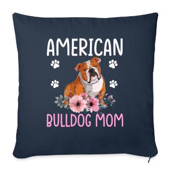 Bouledogue américain Mère bouledogue Amoureuse - Housse de coussin décorative 45 x 45 cm - bleu marine - Devant