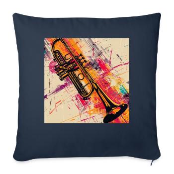 Trompette - Housse de coussin décorative 45 x 45 cm - bleu marine - Devant