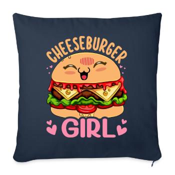 Cheeseburger Girl Burger Girl - Sofakissenbezug 45 x 45 cm - Navy - Vorne