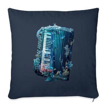 Accordéon de poisson - Housse de coussin décorative 45 x 45 cm - bleu marine - Devant