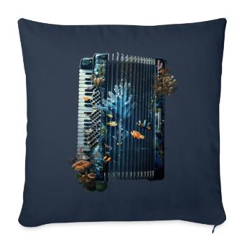 Accordéon de poisson - Housse de coussin décorative 45 x 45 cm - bleu marine - Devant