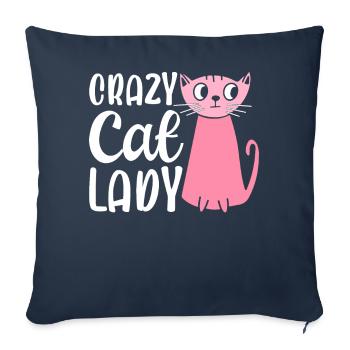 Crazy Cat Lady Purple Cats Chat Maman - Housse de coussin décorative 45 x 45 cm - bleu marine - Devant