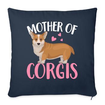 Mère de Corgis - Housse de coussin décorative 45 x 45 cm - bleu marine - Devant