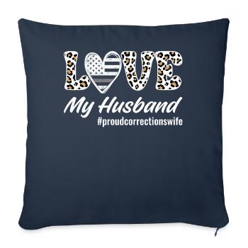 Agent correctionnel Femme de prison Love My M - Housse de coussin décorative 45 x 45 cm - bleu marine - Devant