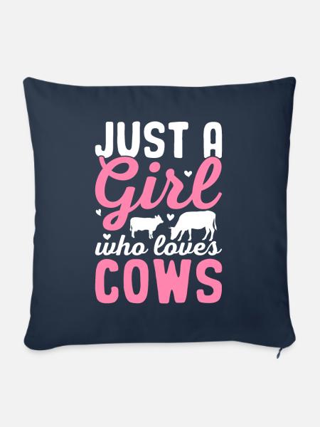 Just A Girl Who Loves Cows Cow Girl Cattle Heifer - Sofakissenbezug 45 x 45 cm - Navy