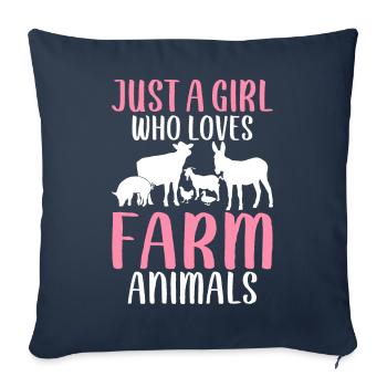 vache bovins génisse juste une fille prenant des animaux de la ferme li - Housse de coussin décorative 45 x 45 cm - bleu marine - Devant