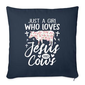 Just A Girl Who Loves Jesus And Cows Cow Girl Catt - Sofakissenbezug 45 x 45 cm - Navy - Vorne