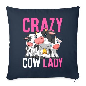 Crazy Cow Lady Drôle Bovin Génisse Fille Bäue - Housse de coussin décorative 45 x 45 cm - bleu marine - Devant