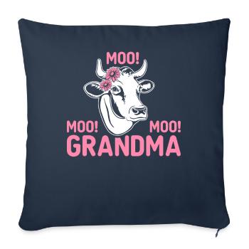 Drôle de vache bovin génisse Moo Moo mamie - Housse de coussin décorative 45 x 45 cm - bleu marine - Devant