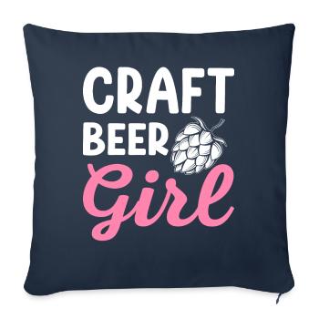 Bière artisanale fille drôle maison brasserie houblon brasseur - Housse de coussin décorative 45 x 45 cm - bleu marine - Devant