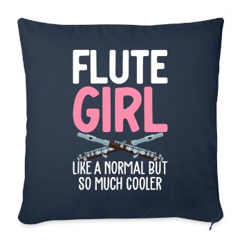 Flûtiste mais Flöti beaucoup plus cool - Housse de coussin décorative 45 x 45 cm - bleu marine - Devant