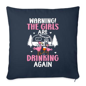 Warning: The girls drink flamingo again - Sofa pillowcase 17,3'' x 17,3'' (45 x 45 cm) - navy - Front