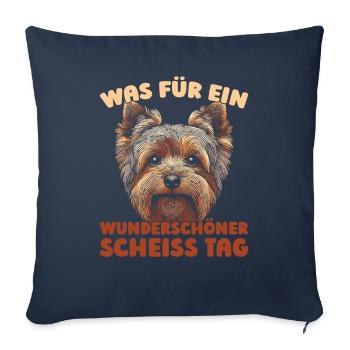 Yorkshire Terriers, taisez-vous - Housse de coussin décorative 45 x 45 cm - bleu marine - Devant
