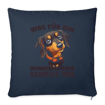 Teckel Teckel S’il vous plaît, ferme ta bouche - Housse de coussin décorative 45 x 45 cm - bleu marine - Devant