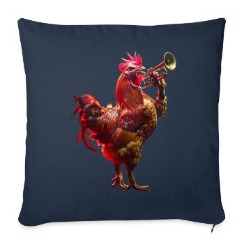 Trompette Coq - Housse de coussin décorative 45 x 45 cm - bleu marine - Devant