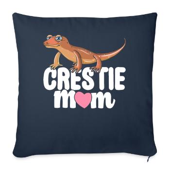 Crestie Mom Gecko à crête Lézard - Housse de coussin décorative 45 x 45 cm - bleu marine - Devant