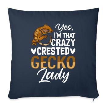 , je suis la folle gecko à crête Crestie - Housse de coussin décorative 45 x 45 cm - bleu marine - Devant