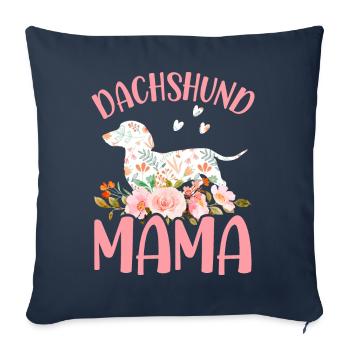 Teckel Maman Teckel Maman Amoureuse des chiens - Housse de coussin décorative 45 x 45 cm - bleu marine - Devant