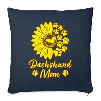 Dachshund Mom Dog Mom Dog Lover Sunflower - Sofa pillowcase 17,3'' x 17,3'' (45 x 45 cm) - navy - Front