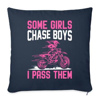 Dirt Bike Fille Motard Moto Filles Chase Garçons I P - Housse de coussin décorative 45 x 45 cm - bleu marine - Devant