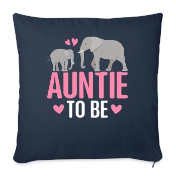 Tante en devenir amante des éléphants tante de douche de bébé - Housse de coussin décorative 45 x 45 cm - bleu marine - Devant