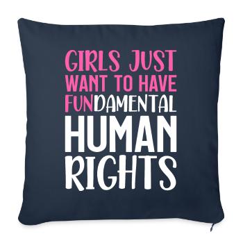 Féministes libérales Filles Humain fondamental - Housse de coussin décorative 45 x 45 cm - bleu marine - Devant