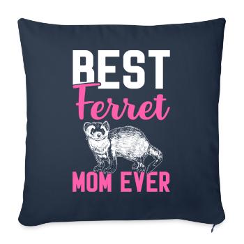 Meilleure maman furet de tous les temps propriétaire d’animal de compagnie - Housse de coussin décorative 45 x 45 cm - bleu marine - Devant