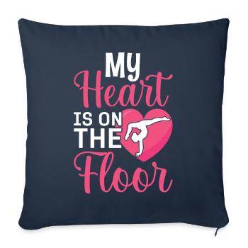 Gymnastique Maman Gymnaste Fille J’ai le cœur levé - Housse de coussin décorative 45 x 45 cm - bleu marine - Devant